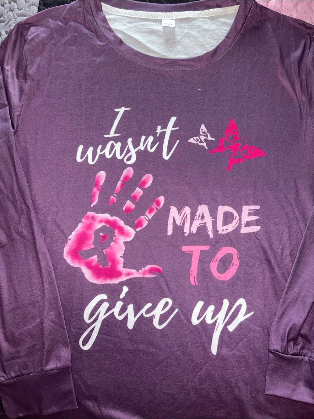 Women’s' Purple Long-Sleeve Graphic Tee - Motivational Print